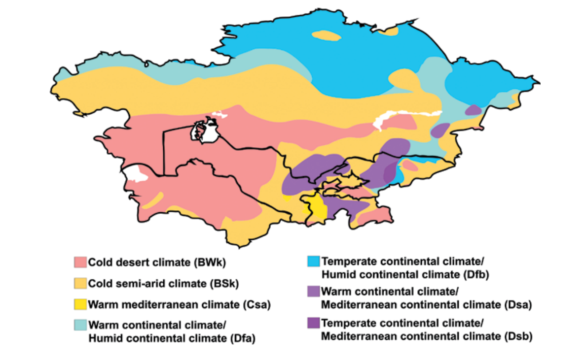 Fig. 1.1.1. Example of a climate map of Central Asia (by W. Köppen).